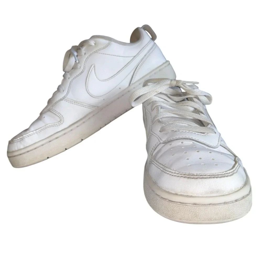 Nike Court Borough Low 2 White Leather‎ Sneakers Kids Size 6.5Y BQ5448 100
